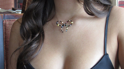 Black Bejeweled Bow Necklace