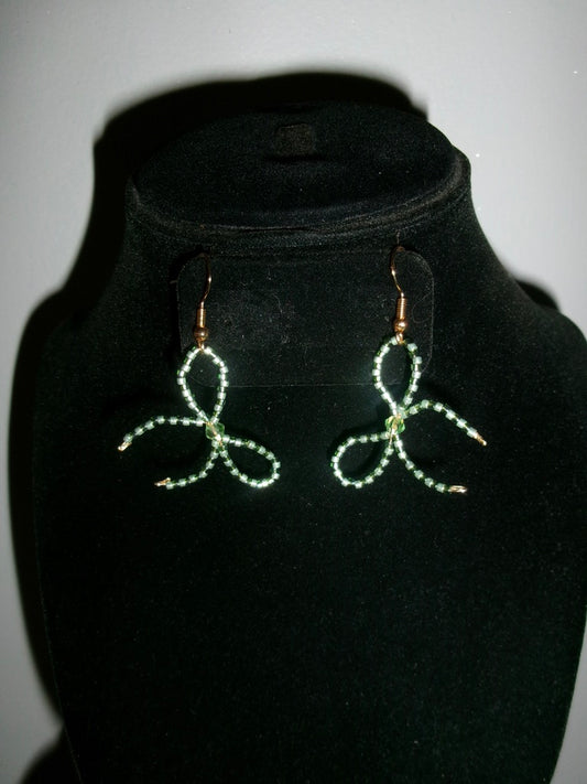 Multi Green Bow Earrings