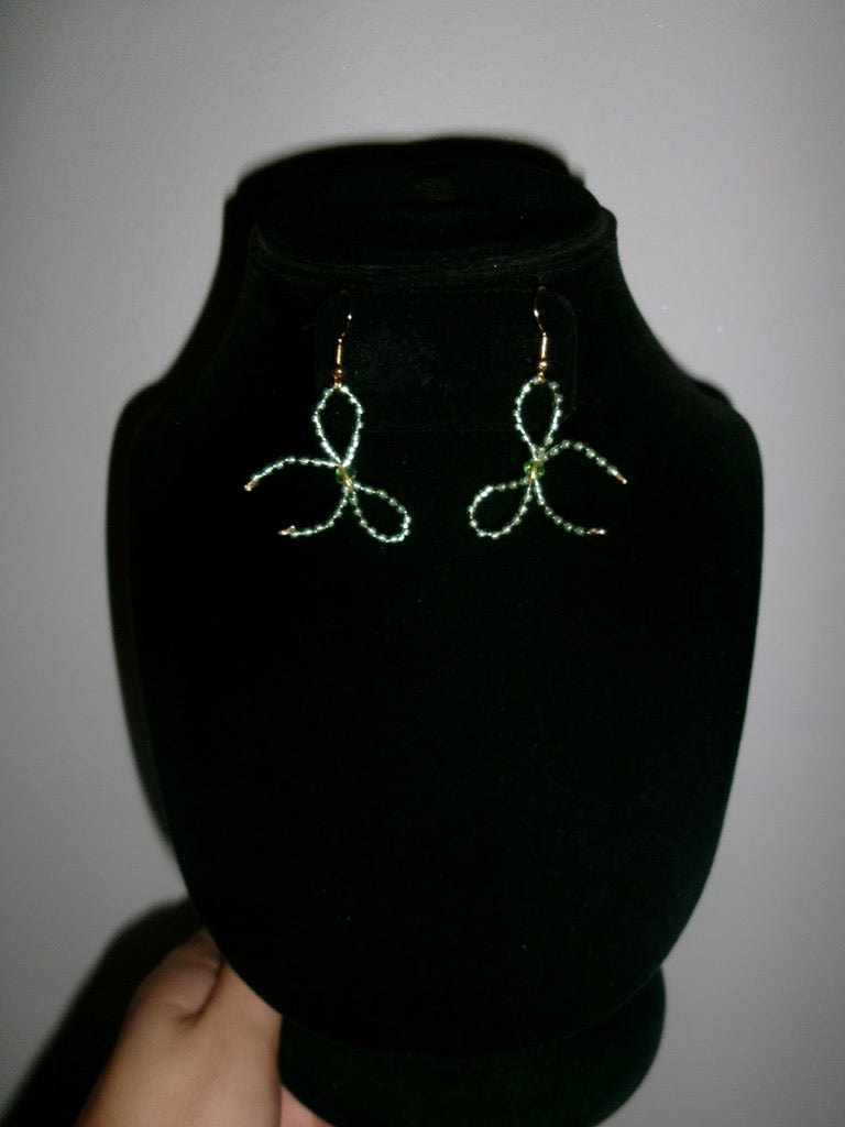 Multi Green Bow Earrings